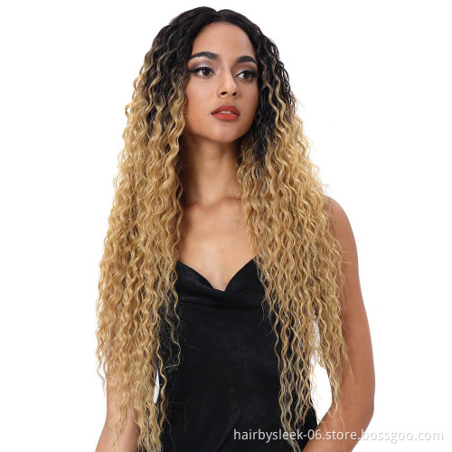 Rebecca Spring Small Curly long frontal closure colored lace front braid kinky hair 13 x 6 synthetic lace wigs natural hairline